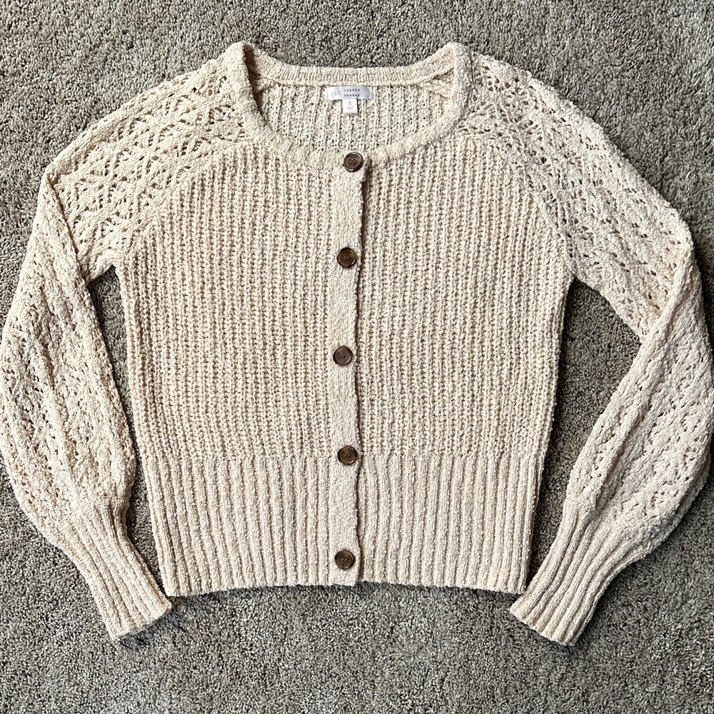 LC Lauren Conrad Cream Knit Women's Sweater